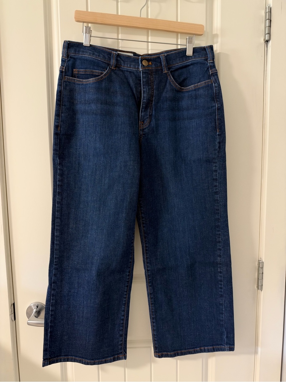 Pilcro Wide-Leg Jeans in Dark Blue Denim
